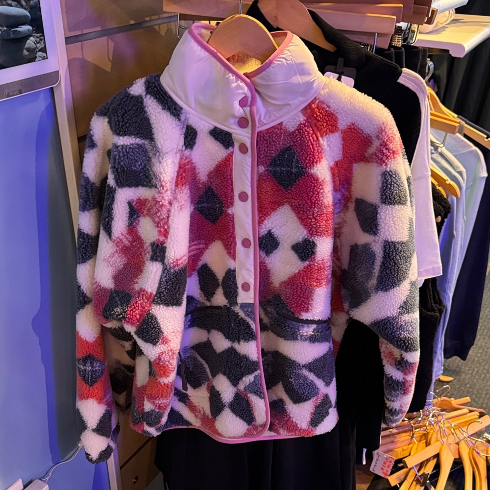 FP Movement by Free People hit the slopes Fleece Jacket - Pink, White, Black - Picture 2 of 6